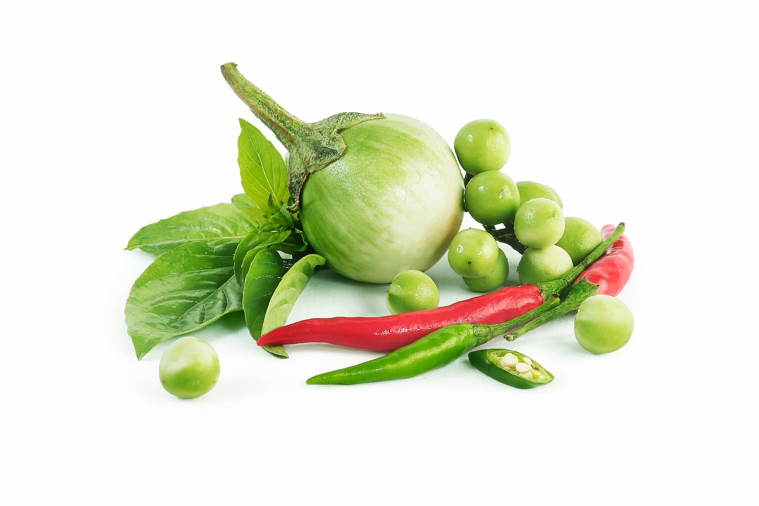 Some of the ingredients of Thai green curry.
